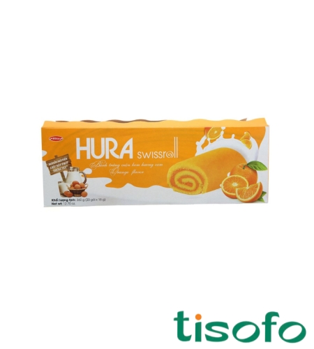 Bánh bông lan Hura Swissroll 360G Hương Cam