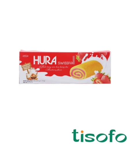 Bánh bông lan Hura Swissroll 360G Hương Dâu